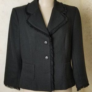 Vintage Perry Ellis Black Tweed Blazer Size 10